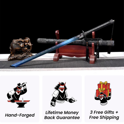 black and blue sword