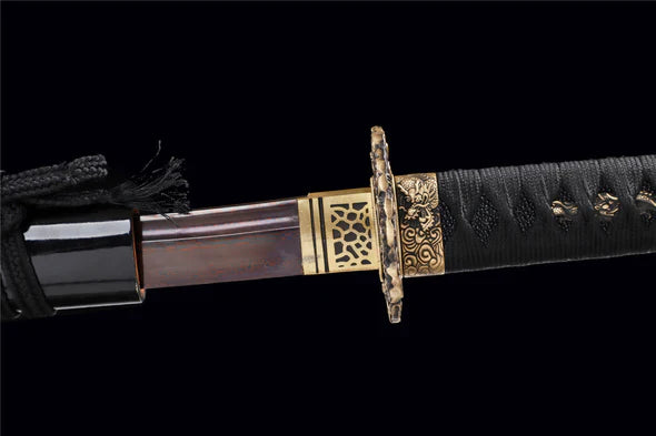 Katana-Roi-Dragon-du-Feu-Acier-Motif-Haute-Performance