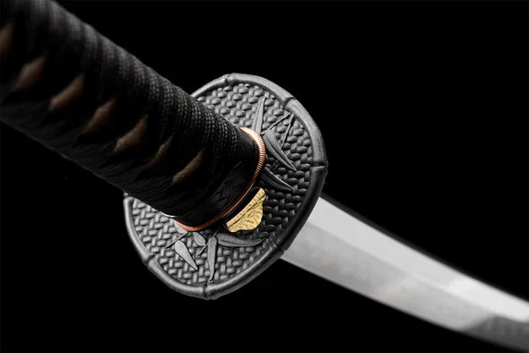 Tsuba-Katana-Bulle-D-Or-Acier-T10-Hamon-Veritable