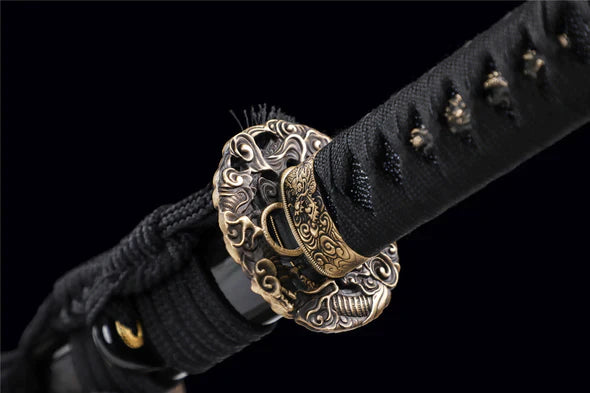 Tsuka-Katana-Roi-Dragon-du-Feu-Acier-a-Motif-Haute-Performance