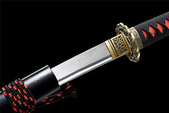 Wakizashi-Japonais-Kusari-Acier-Damas